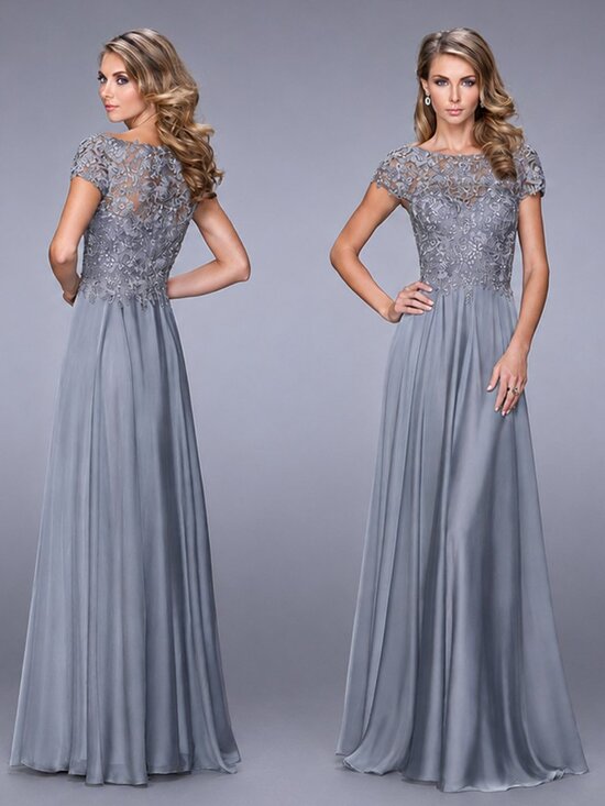 La Femme Dresses & Skirts - La Femme Lace & Crystal Gown in Platinum - Brand new! - Size 6 - MSRP $535
